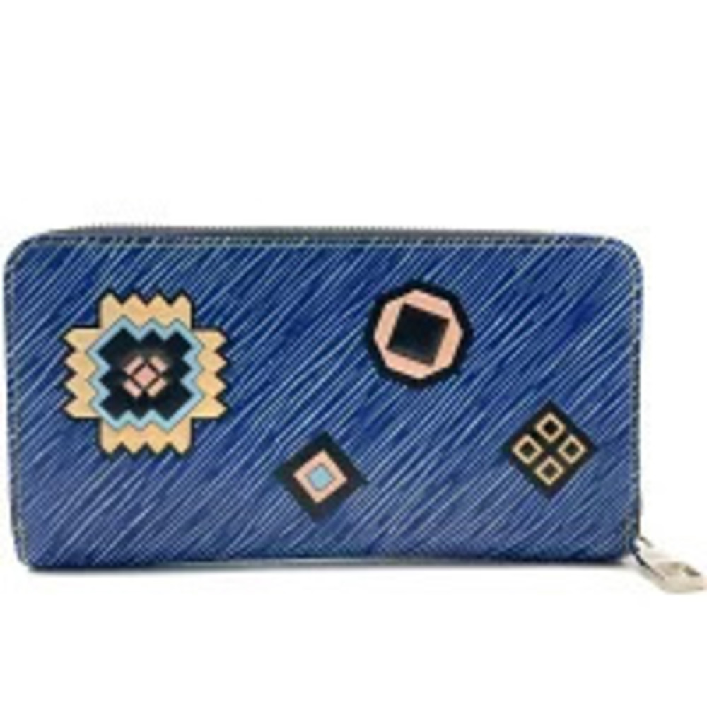 Louis Vuitton Blue Long Zippy Wallet Epi Zipper Round Leather Denim Blue